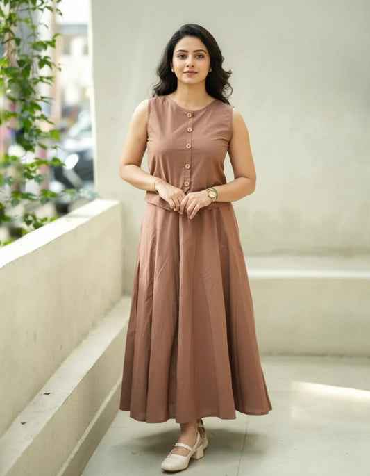 Premium Solid Sleeveless Long Gown Dress for Women