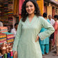 Green and White Farshi Set
