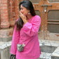 Pink Bloom Cotton Kurta with Printed Pants Set