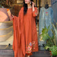 Orange Mul Cotton Kurti Set