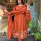 Orange Mul Cotton Kurti Set