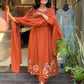 Orange Mul Cotton Kurti Set