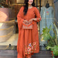 Orange Mul Cotton Kurti Set