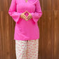 Pink Bloom Cotton Kurta with Printed Pants Set