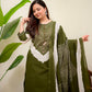 Green Printed Kurta Pant Dupatta Set