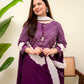 Purple Printed Kurta Pant Dupatta Set for Women