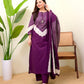 Purple Printed Kurta Pant Dupatta Set for Women
