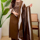 Brown Printed Kurta Pant Dupatta Set for Women