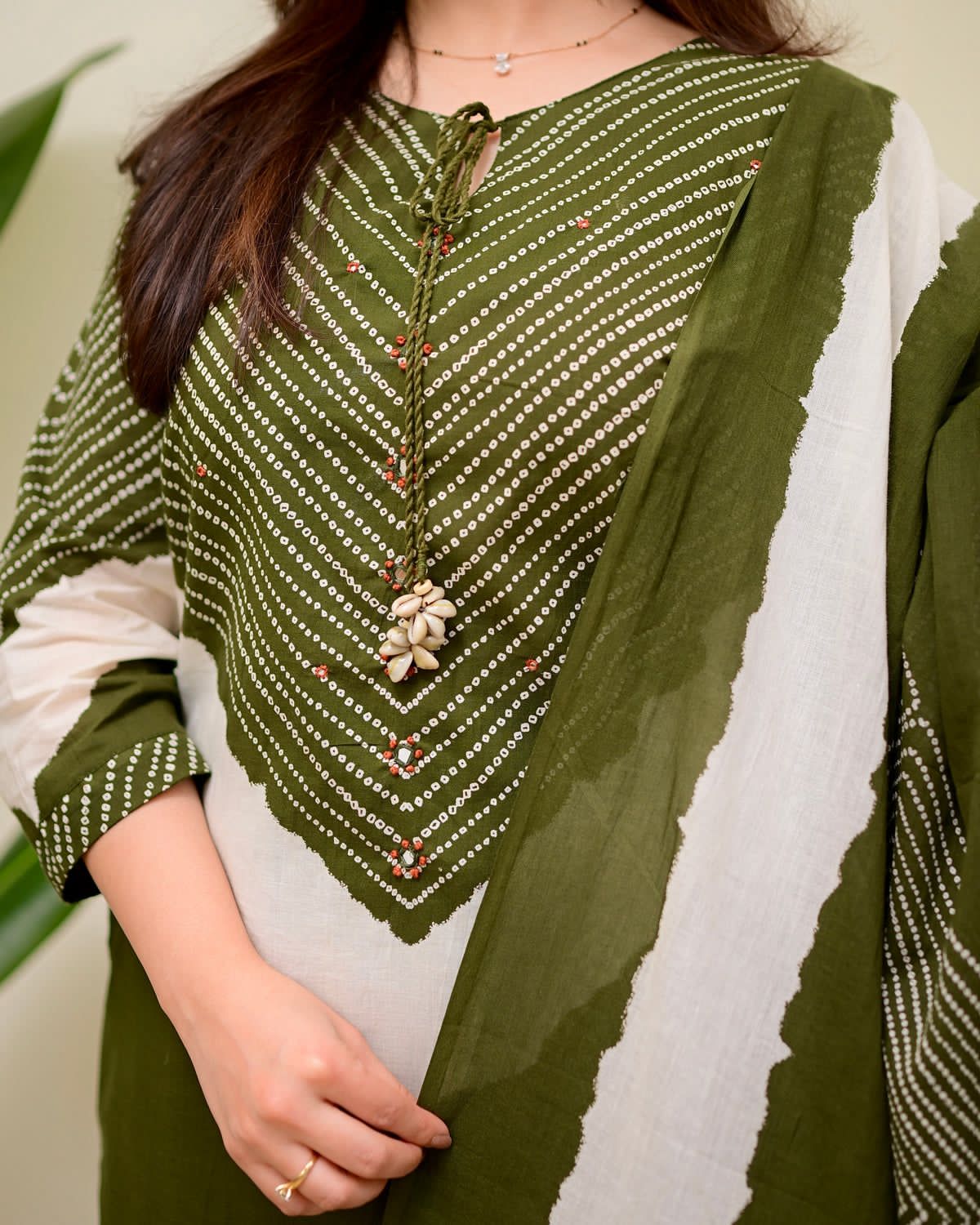 Green Printed Kurta Pant Dupatta Set