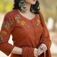 Rust Orange Embroidered Kurta Pant Set for Women