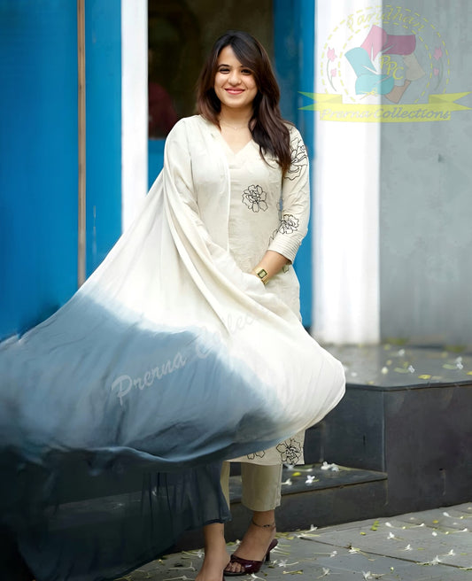 Elegant Floral Embroidered Kurta Set