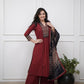 Maroon Ethnic Kurta Set with Printed Dupatta