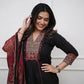 Maroon Ethnic Kurta Set with Printed Dupatta