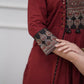 Maroon Ethnic Kurta Set with Printed Dupatta
