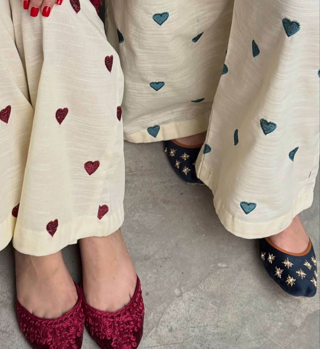 Teal Blue Co-ords Set for Women with Heart Print Pants