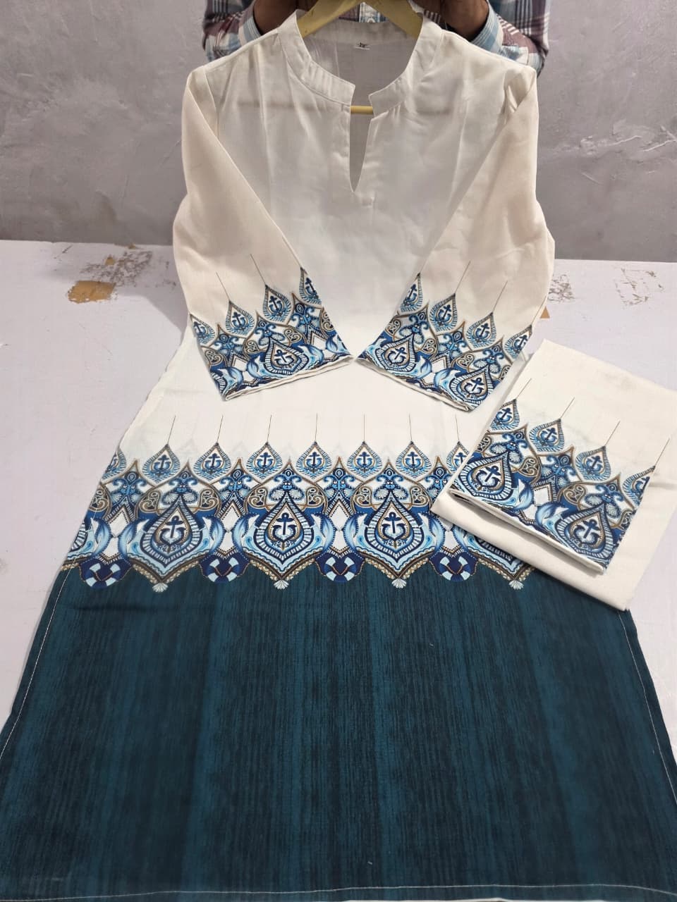 White Printed Kurta Pant Set