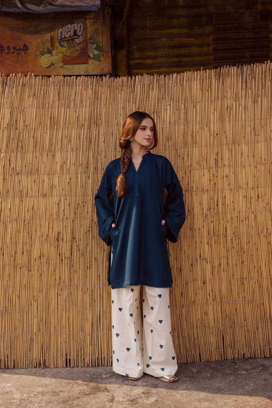 Women Solid Kurta with Printed Set