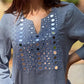 Women Blue Embroidered Straight Kurta