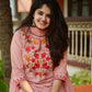 Jaipur Rang Premium Pink Embroidered Cotton Kurta Pant Set with Dupatta