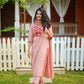 Jaipur Rang Premium Pink Embroidered Cotton Kurta Pant Set with Dupatta