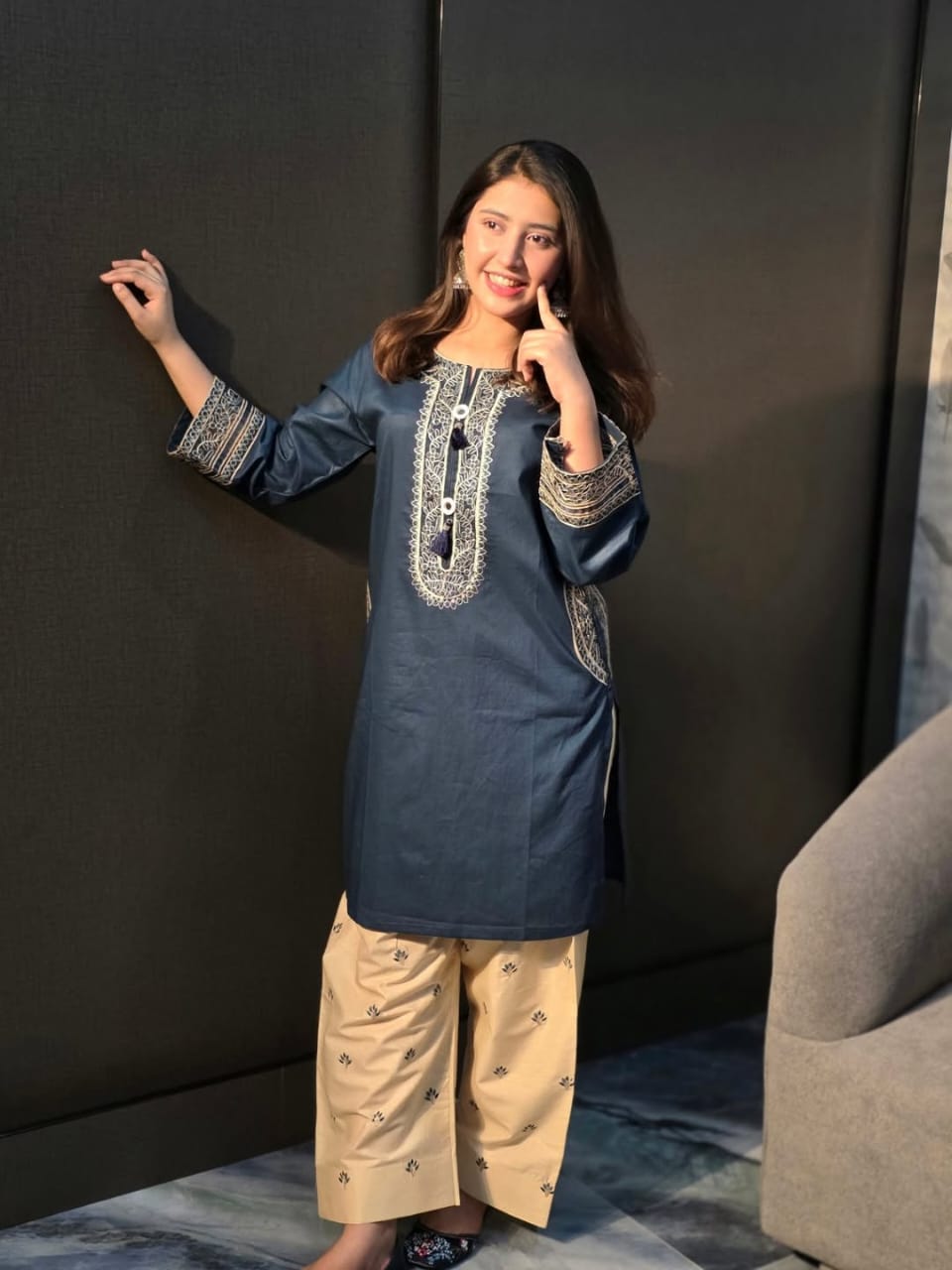 Premium Blue Ethnic Kurta Set for Women