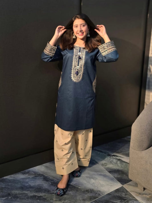 Premium Blue Ethnic Kurta Set for Women