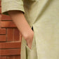 Women's Sage Green Cotton Linen Kurta Set with Wide-Leg Pants