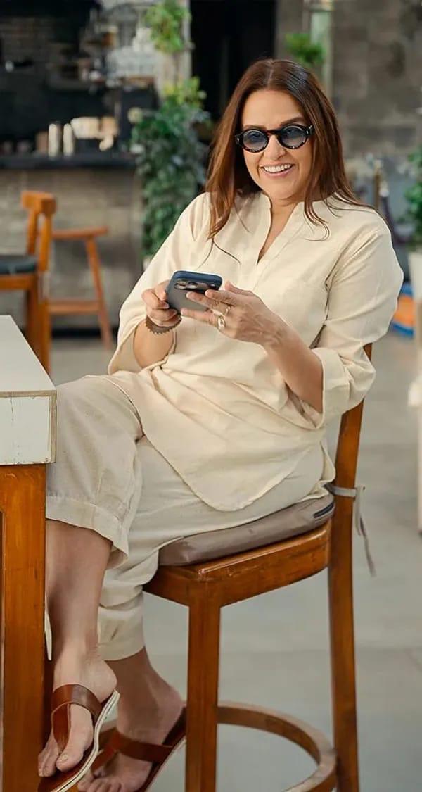 Beige Linen-Blend Casual Kurta and Tapered Pants Co-ord