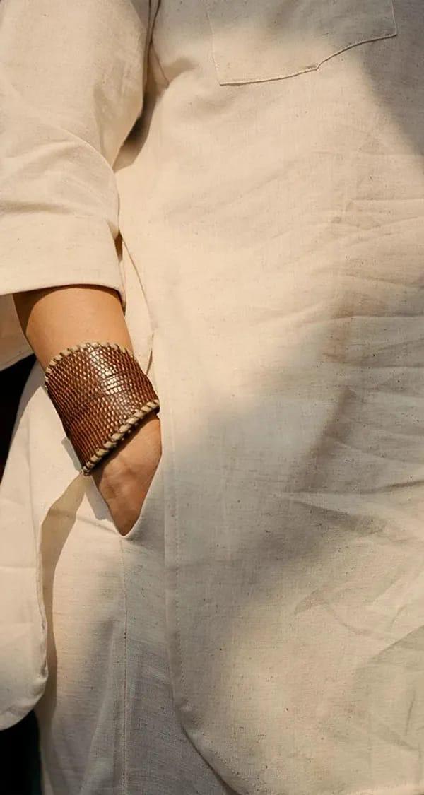 Beige Linen-Blend Casual Kurta and Tapered Pants Co-ord