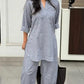 Light Grey Mandarin Collar Split Neck Tunic and Trouser Set