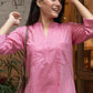 Women's Pink Cotton-Linen Co-ord Tunic & Trouser Set
