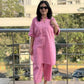 Women's Pink Cotton-Linen Co-ord Tunic & Trouser Set