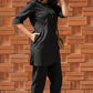 Women's Black Cotton-Linen Co-ord Tunic & Trouser Set