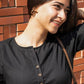 Women's Black Cotton-Linen Co-ord Tunic & Trouser Set