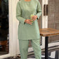 Women's Minimalist Mint Sage Matching Two-Piece Kurta Set