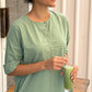 Women's Minimalist Mint Sage Matching Two-Piece Kurta Set