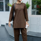 Women's Coffee Brown Cotton-Linen Co-ord Set