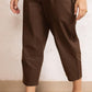 Women's Coffee Brown Cotton-Linen Co-ord Set