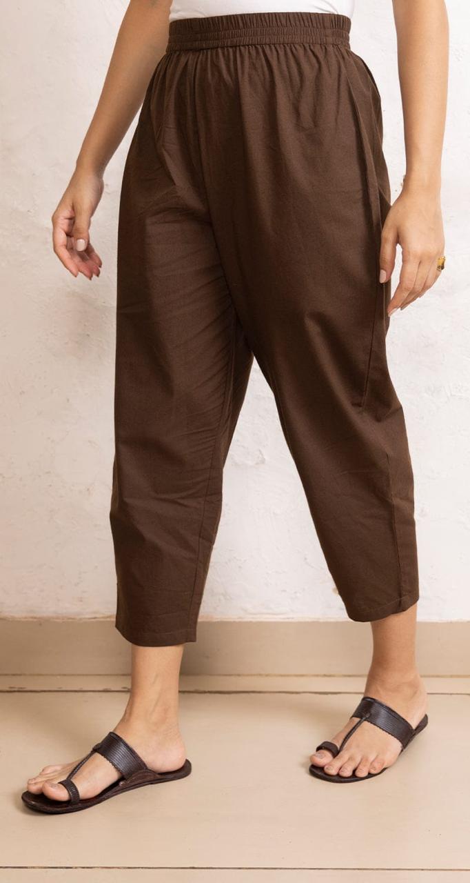 Women's Coffee Brown Cotton-Linen Co-ord Set