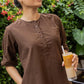 Women's Coffee Brown Cotton-Linen Co-ord Set