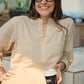 Beige Linen-Blend Casual Kurta and Tapered Pants Co-ord