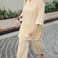 Beige Linen-Blend Casual Kurta and Tapered Pants Co-ord
