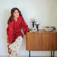 Women Red Kurta with Heart Printed Set