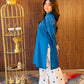 Women Teal Blue Heart Printed Kurta – Stylish Casual Wear | Jaipur Rang