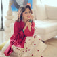 Women Red Kurta with Heart Printed Set