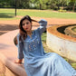 Women Blue Embroidered Straight Kurta