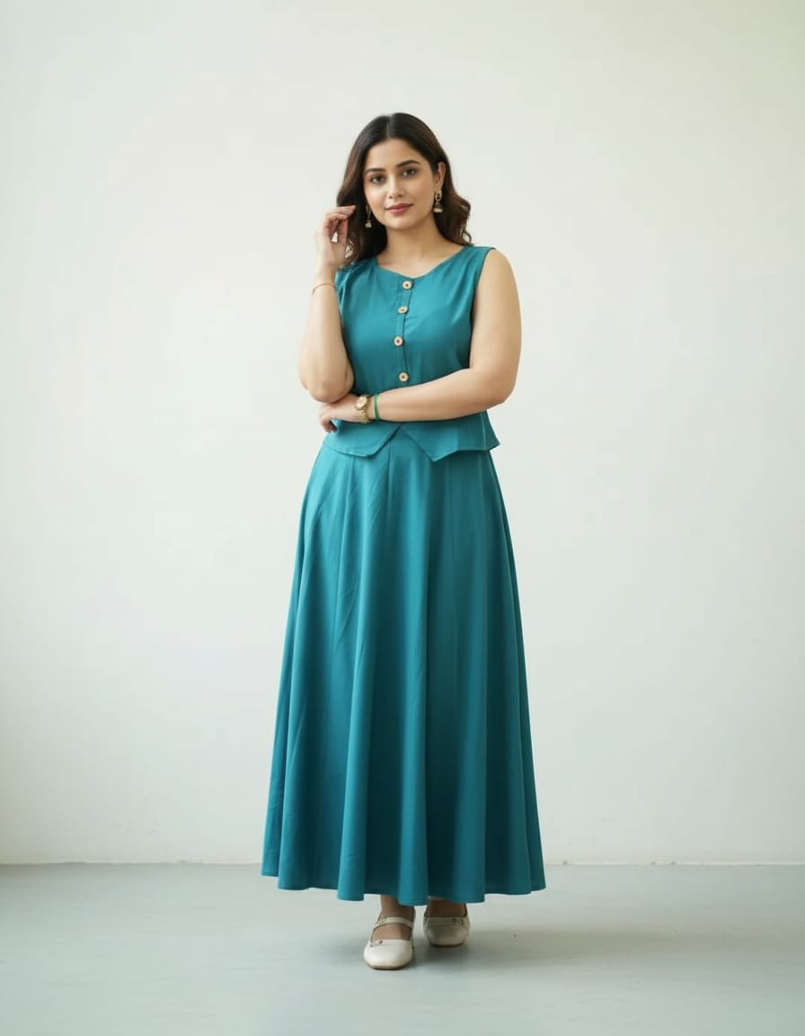 Premium Solid Sleeveless Long Gown Dress for Women
