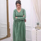 Women Green Anarkali Kurta Set – Elegant Flared Ethnic Wear | Jaipur Rang