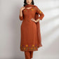 Women Rust Orange Kurta Pant Set – Elegant Printed Ethnic Wear | Jaipur Rang
