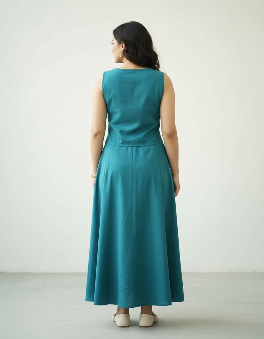 Premium Solid Sleeveless Long Gown Dress for Women